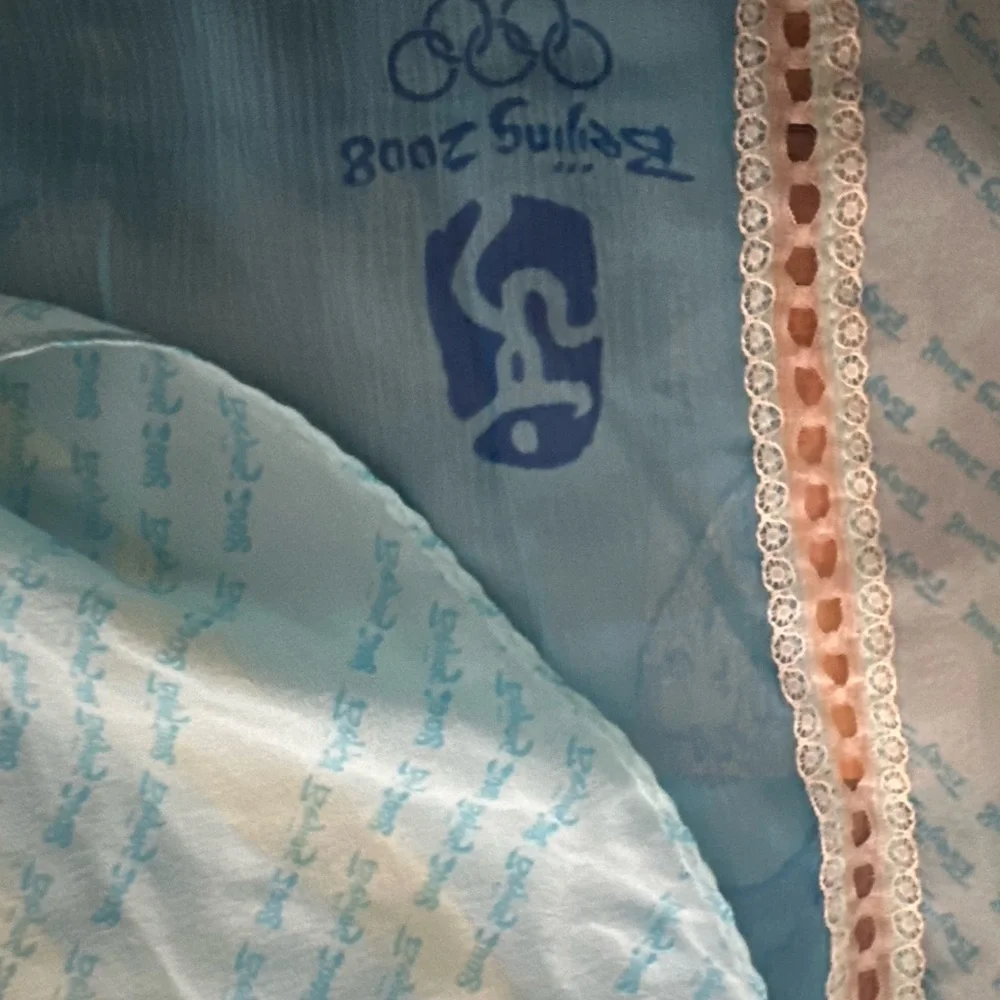 2008 Beijing Olympics Elegant Blue and Green Silk Scarf